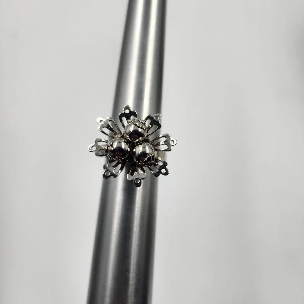Stainless‎ Steel Flower Ring Petals Boho Style Size 6 Pat. Pend Stamp